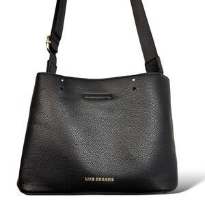 NEW Vegan Pebble Leather Mini Bucket Crossbody Like Dreams Multi Use Thick Strap